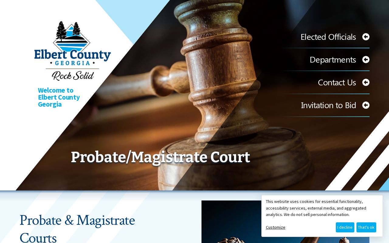 Elbert County Magistrate Court page describing warrant authority