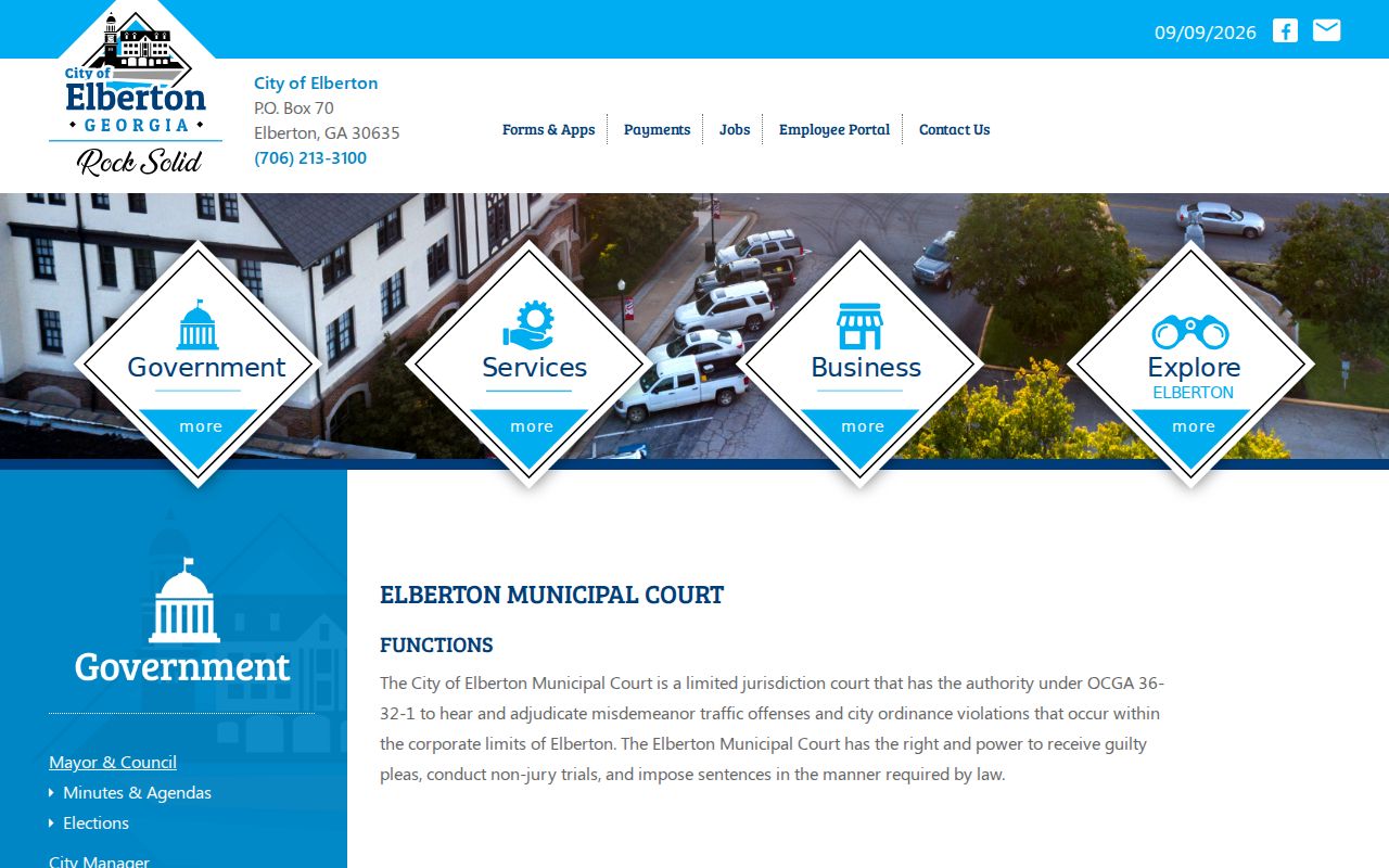 Elberton Municipal Court source for Elbert County municipal court warrants