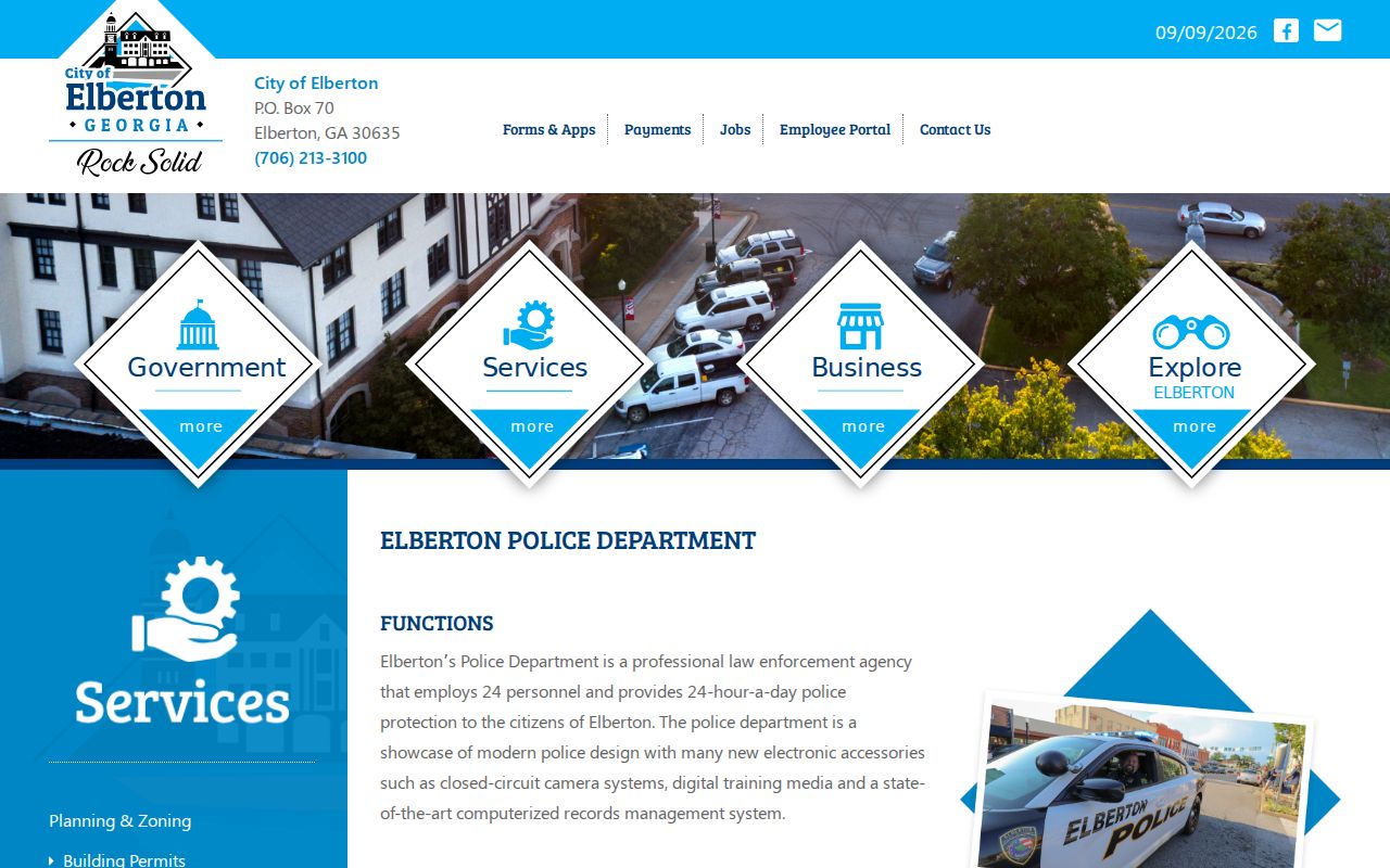 Elberton Police contact for Elbert County municipal court warrant records